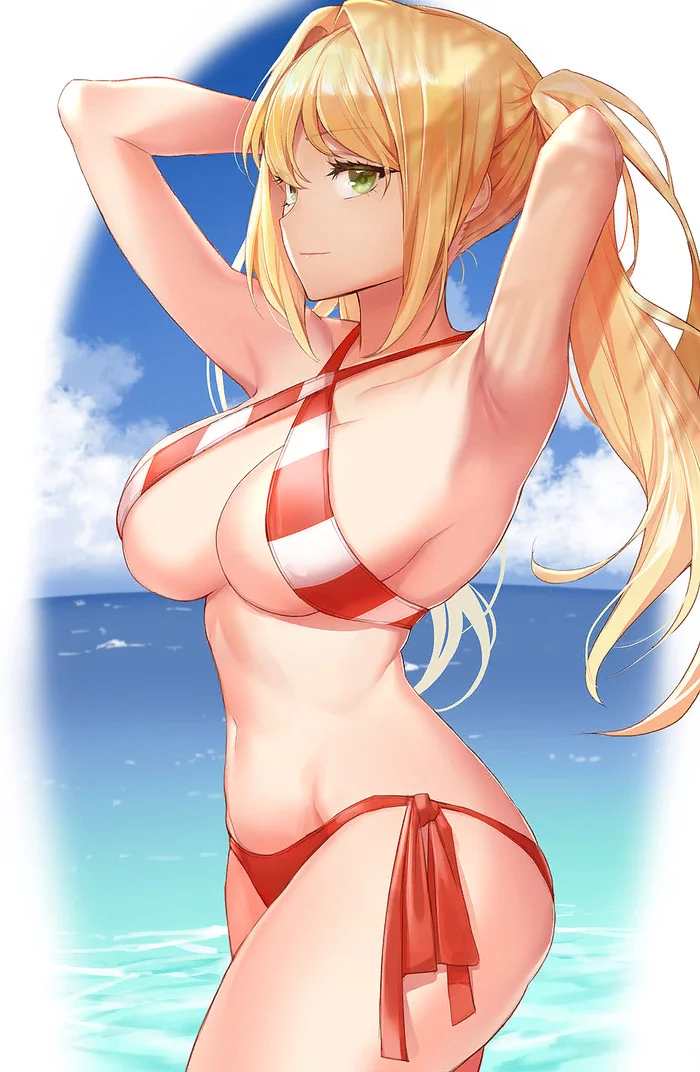 Nero - NSFW, Fate, Fate Grand Order, Nero Claudius, Anime Art, Купальник, Аниме, Арт, Эротика