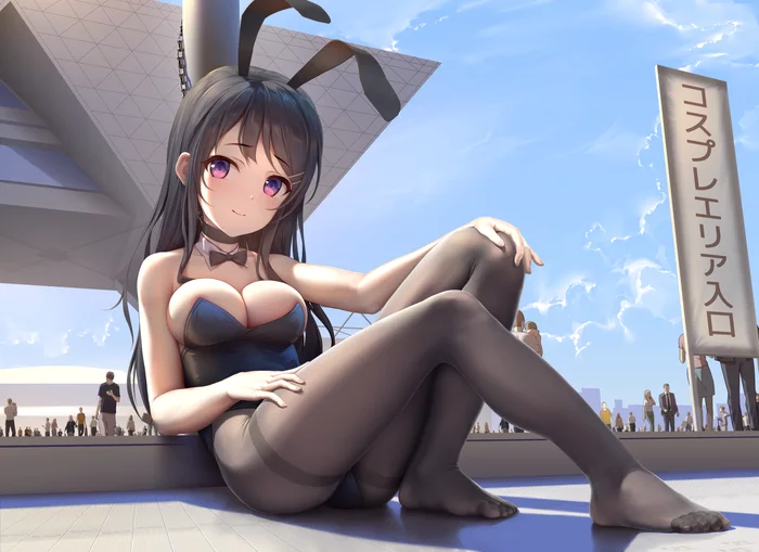 Девочка-зайка - NSFW, Rascal Does Not Dream of Bunny Girl Senpai, Mai Sakurajima, Anime Art, Аниме, Bunnysuit