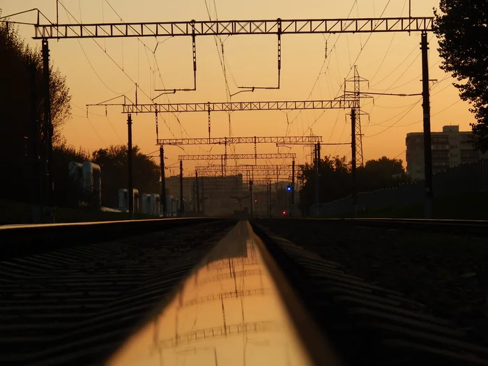 Rail - My, Rails, Railway, I want criticism, Beginning photographer, Photographer, The photo, Sunset, Longpost