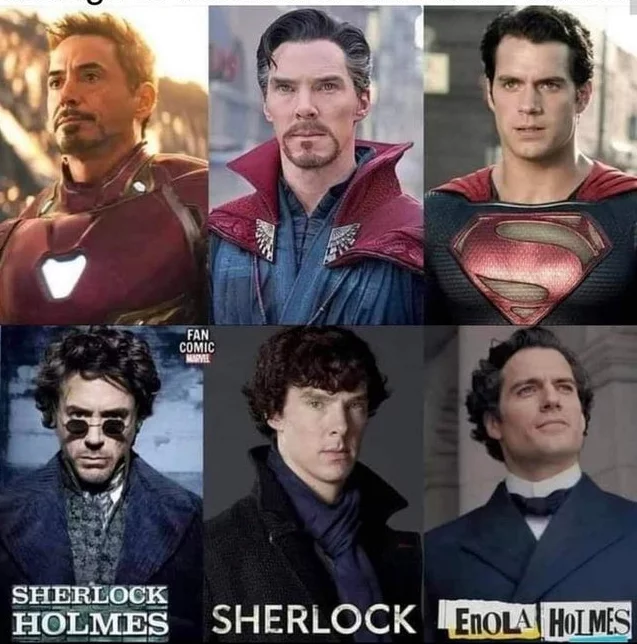 If you don't want to be a superhero, go to Sherlock - Superheroes, Sherlock Holmes, BBC Sherlock series, Enola Holmes, Robert Downey Jr., Benedict Cumberbatch, Henry Cavill, Actors and actresses, Celebrities