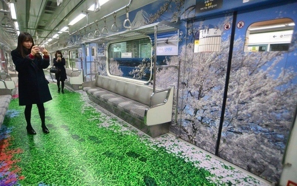 Korean subway as art... - Art, Metro, Корея, Wall painting, Design