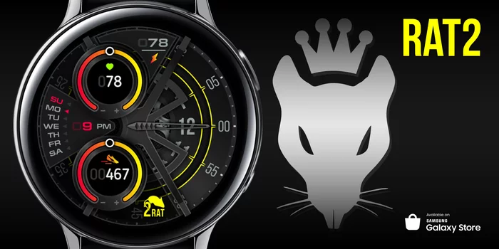 Rat 2- Watch face design for Samsung Galaxy Watch - My, Freebie, Design, Clock face, Smart watch, Samsung Galaxy, Samsung, Samsung galaxy Watch, Watchface