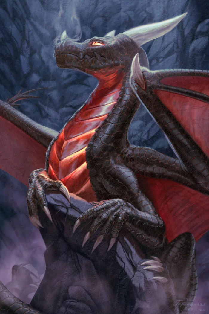 Black Dragon - My, The Dragon, Fantasy, Dungeon, Art