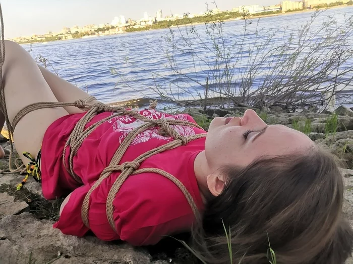 Volga bondage - NSFW, My, BDSM, Bondage, Shibari, Rope, Beautiful girl, Volga river