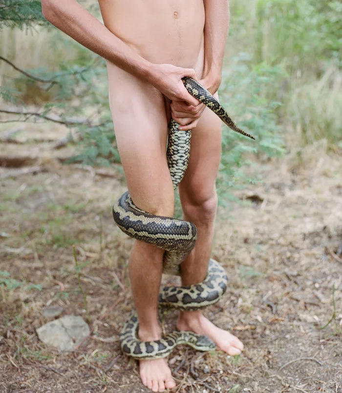 I don’t even know what to call this composition ... “Strangler of snakes”? So that's not how it's done. Snake love? - Guys, Snake, Nudity, From the network