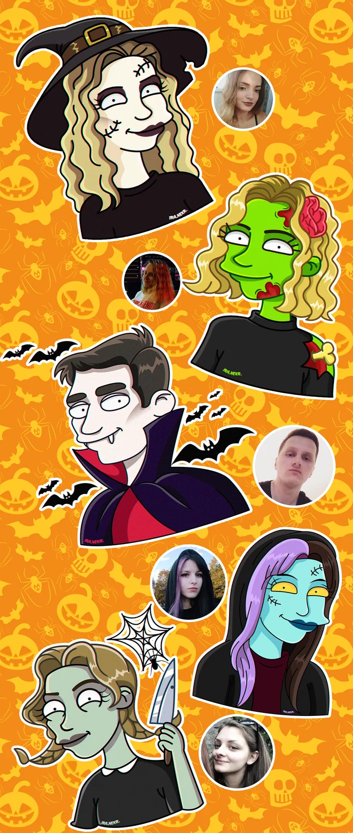 Halloween avatars (portraits) of your friends - My, Portrait, Art, Halloween, Avatar, Stickers, Longpost