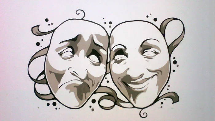 Theatrical masks - My, Graphics, Acrylic, Theatre, Mask