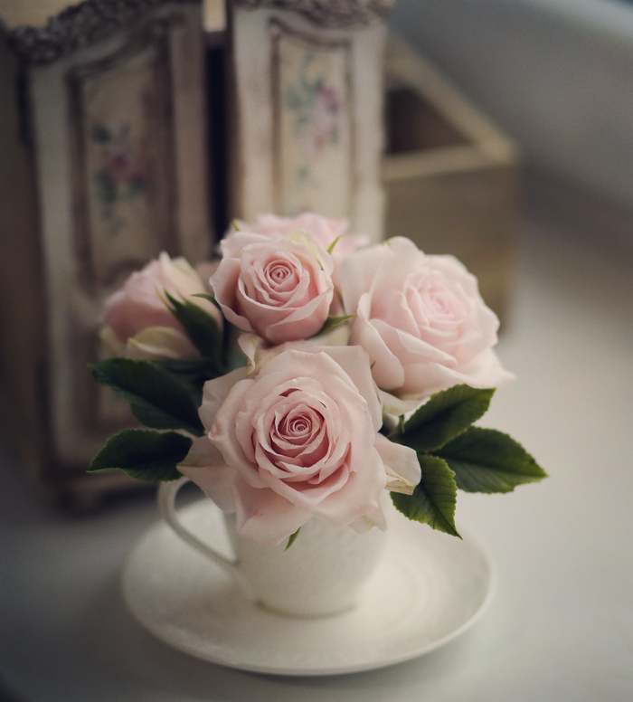 My little bouquet of roses made of polymer clay - My, Needlework without process, Handmade, Cold porcelain, Polymer clay, Polymer floristry, the Rose