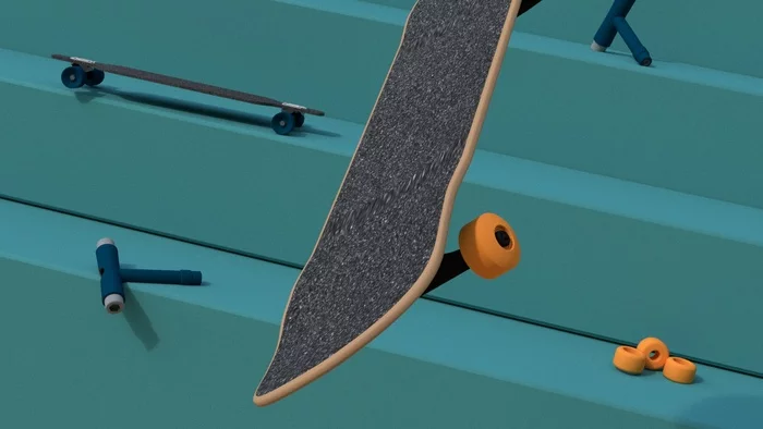 I continue to make motion pictures about skateboarding - My, Motion design, Skate, Design, Animation, 3D animation, Video editing