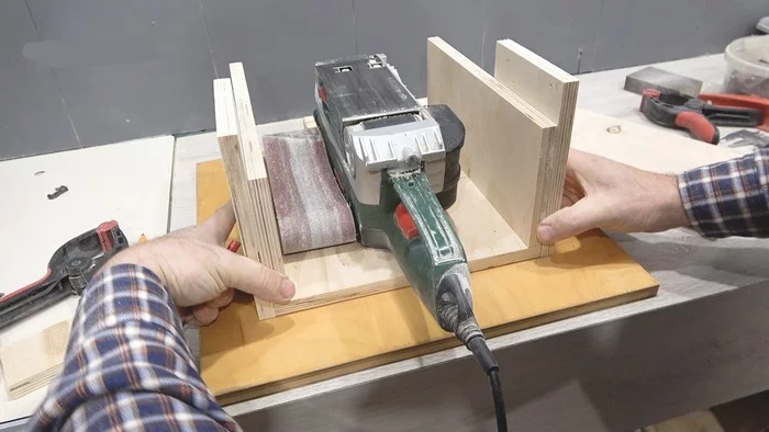 Do-it-yourself sanding box with an inclined tabletop, made from a hand-held sanding machine - My, With your own hands, Longpost, Master Class, Workshop, Carpentry workshop, Video blog, Needlework with process, Video