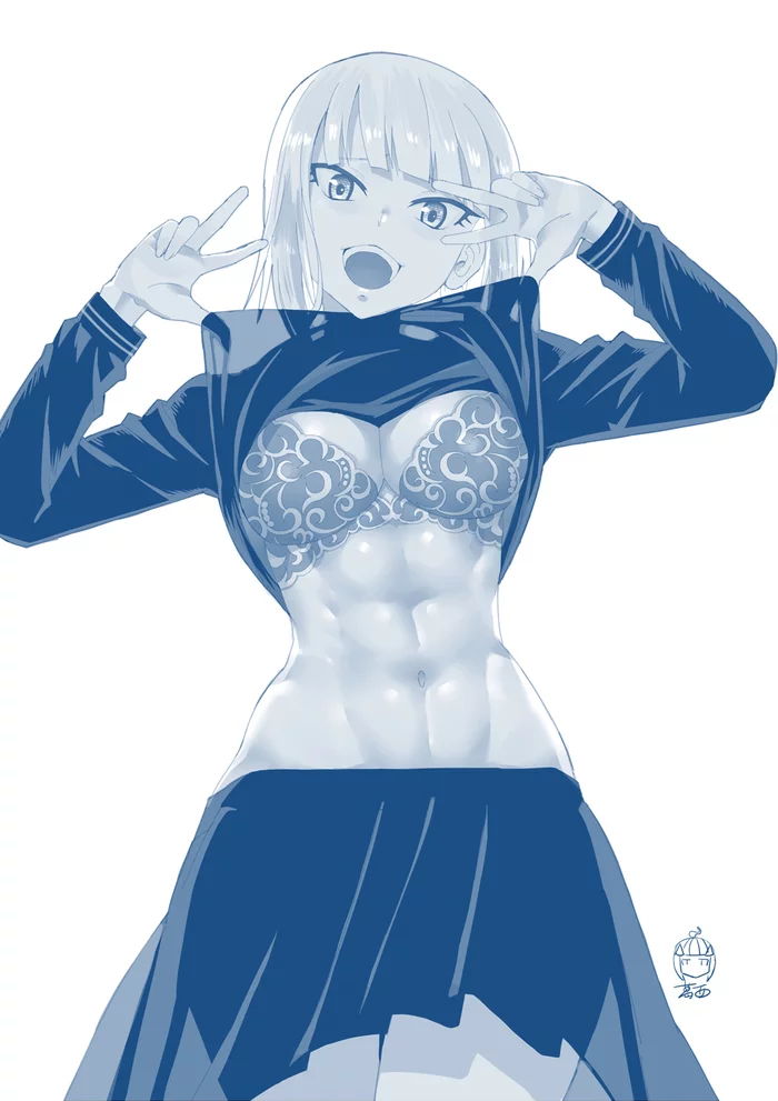 Gina Boyd (How Heavy Are the Dumbbells You Lift?) - NSFW, Спортивные девушки, Арт, Muscleart, Пресс, Аниме, Anime Art