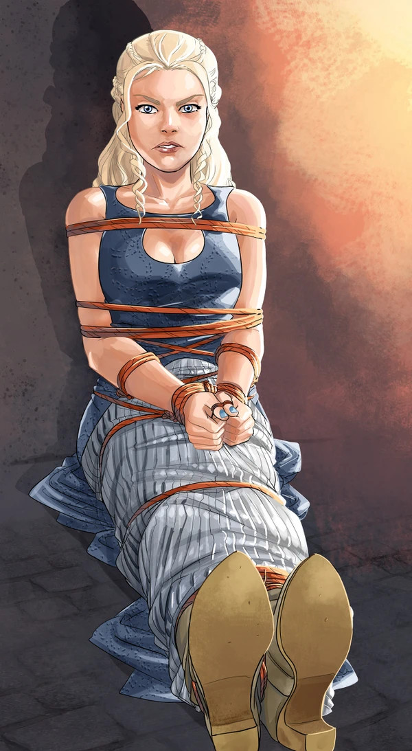 Daenerys by Loz - NSFW, Rope bondage, Game of Thrones, Bondage, Gag, Longpost, Daenerys Targaryen, Foot fetish