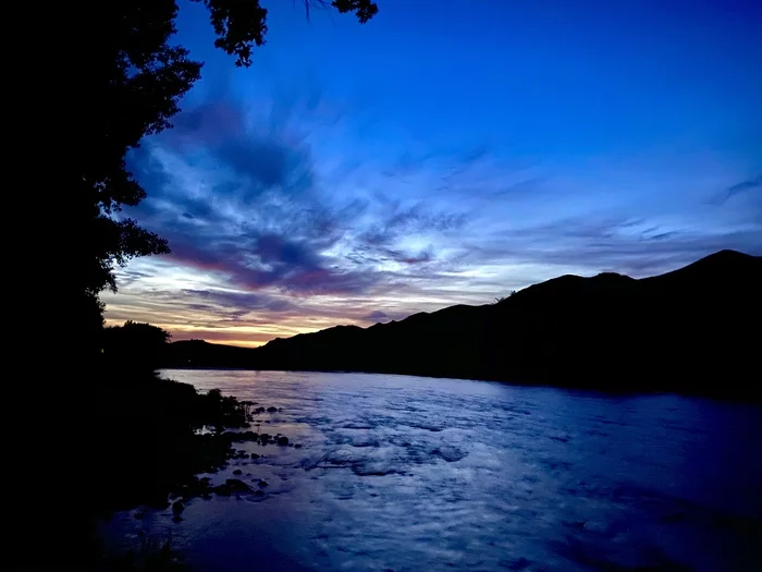 Night river - My, River, Night, Sky, Nature, Kazakhstan, Gornaya Ulbinka