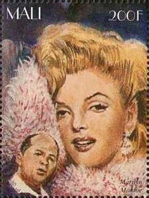 MM on postage stamps (XLV) Series Magnificent Marilyn - Issue 282 - Cycle, Gorgeous, Marilyn Monroe, Beautiful girl, Actors and actresses, Celebrities, Stamps, Blonde, , Collecting, Philately, Cinema, Mali, 1995, 1955, 1958, Longpost