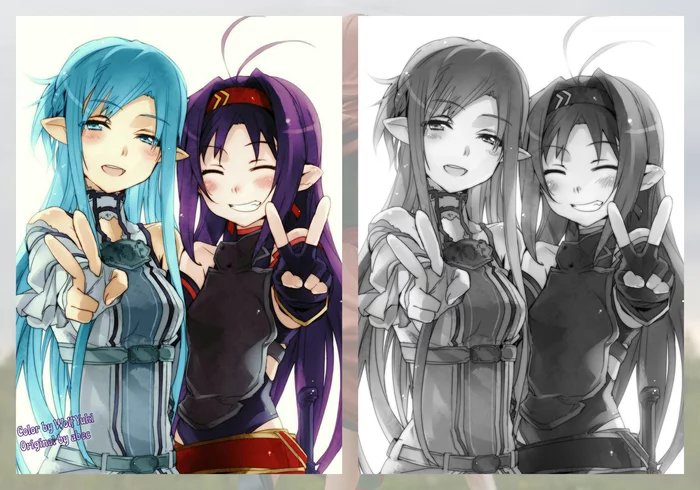 ~•~ Колоризация Sword Art Online ~•~ - Моё, Аниме, Ранобэ, Колоризация, Sword Art Online, Sword Art Online 2, Yuuki asuna, Konno Yuuki, Anime Art