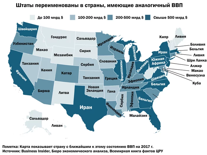 The GDP of all US states compared to the GDP of individual countries - USA, Economy, Vvp, Comparison, Longpost, Politics