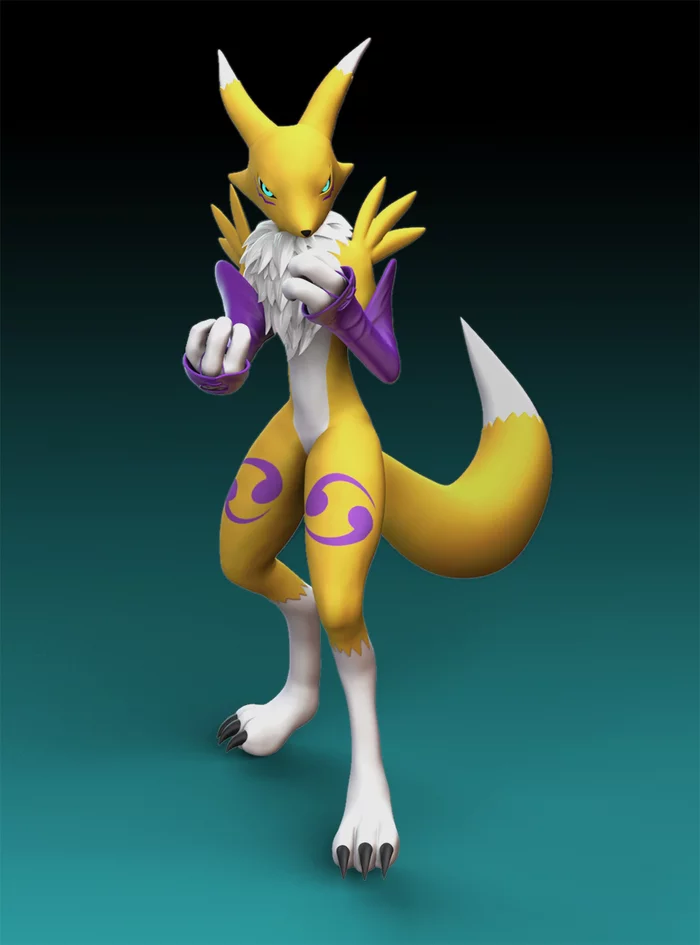 Ready for battle - Моё, Renamon, 3D, Zbrush, Арт, Фурри, Tigersensei