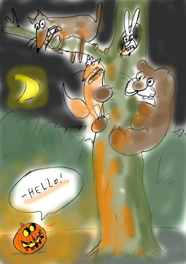 Kolobok - My, Halloween, Story, Horror, Humor, Drawing, Images, Night, Animals