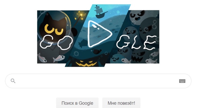 New mini game from Google - cat, Google, Witchcraft, Halloween