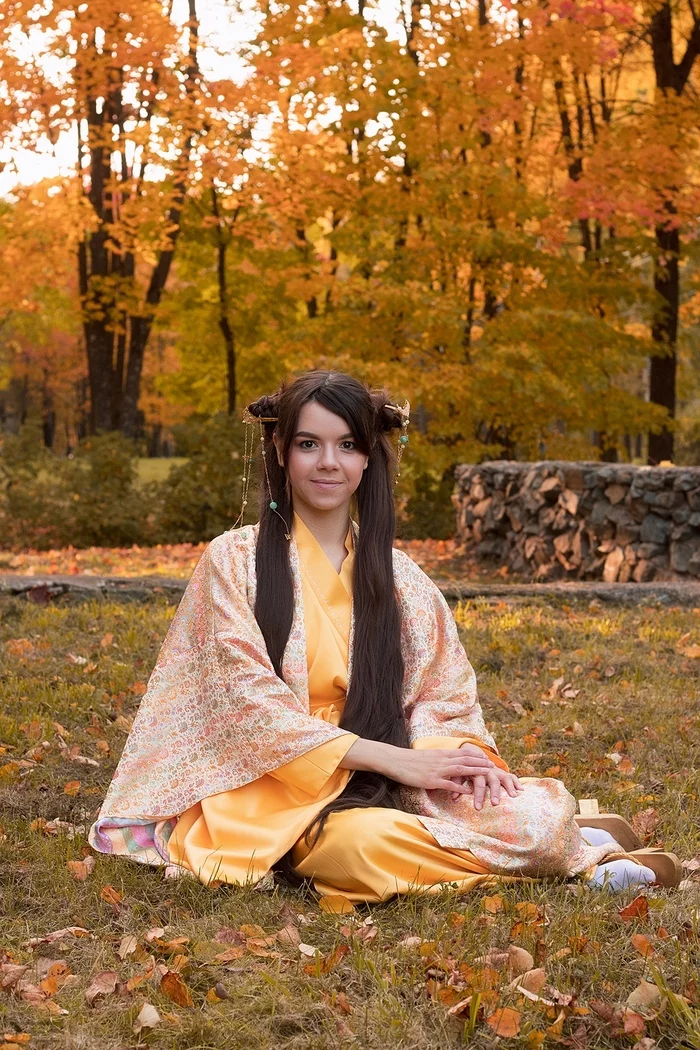 About how we adjusted the Japanese traditional costume to Udmurt realities - My, Longpost, Needlework without process, Beautiful girl, Kimono, Sewing