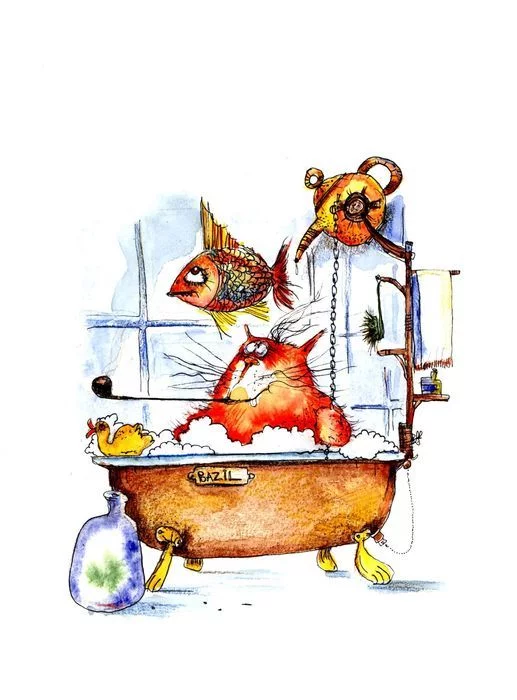 Doublet the Cat's Weekend - My, cat, Illustrations, Watercolor, Longpost