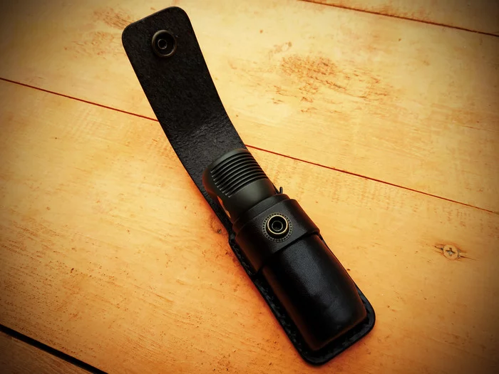 Leather case for flashlight - My, With your own hands, Handmade, Leather, Needlework without process, Longpost, Leather products, Needlework, Accessories, Video