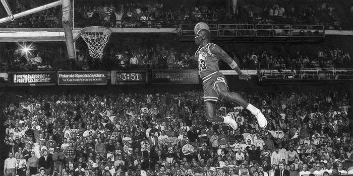 Seattle artist Keegan Hall painted Michael Jordan flying - Sport, Drawing, Artist, Numbers, Video, Michael Jordan