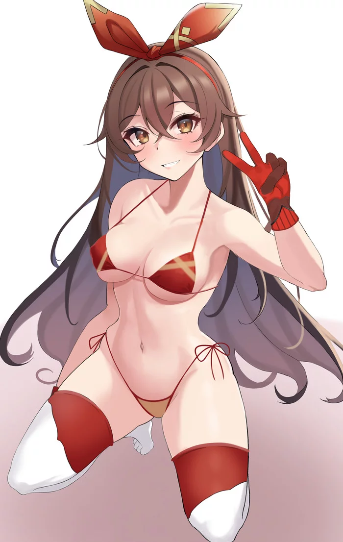 Amber - NSFW, Anime, Anime art, Genshin impact, Amber, Swimsuit, Breast