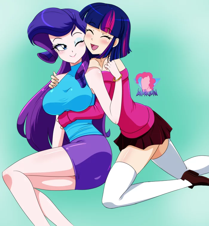 Hugs - My little pony, Humanization, Twilight sparkle, Rarity, Danmakuman, MLP Lesbian, Shipping