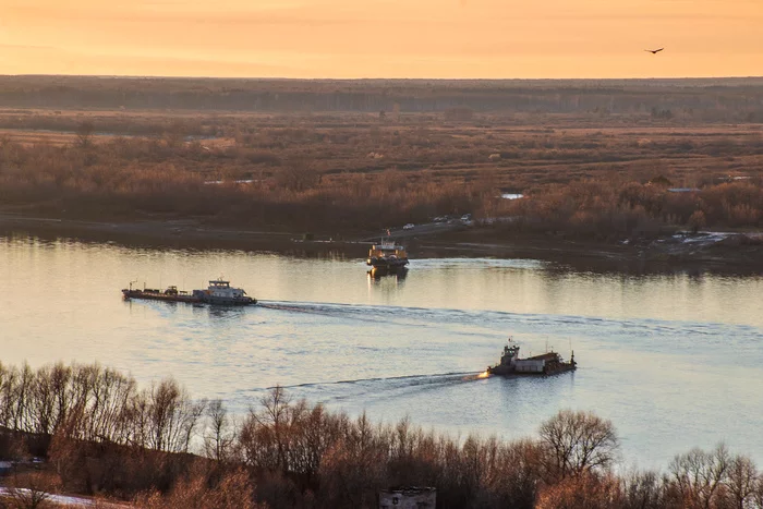 Three ferries - My, Tobolsk, Ferry, River, Irtysh, The photo, Canon 70d