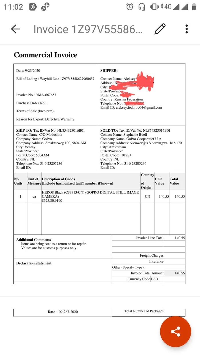 Reply to the post “UPS requires payment of customs duties” - My, UPS, GoPRO, League of Lawyers, Warranty service, Customs, Screenshot, Rma, No rating, Legal aid, Iniquity, Help, Text, Lawlessness, Mat, Longpost