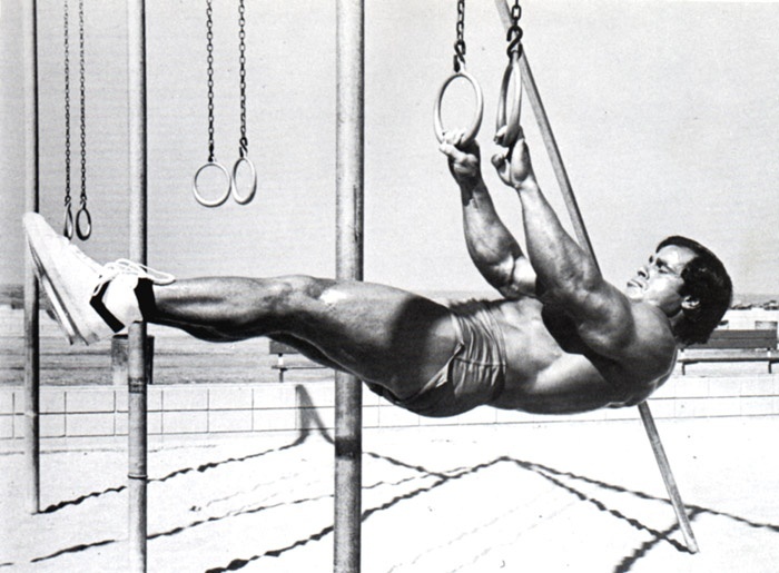Who was the first to make the front hang gymnastic element? - My, Workout, Exercises, Workout, Sport, Arnold Schwarzenegger, Franco Colombo, Gymnastics, Body-building, Video, Longpost