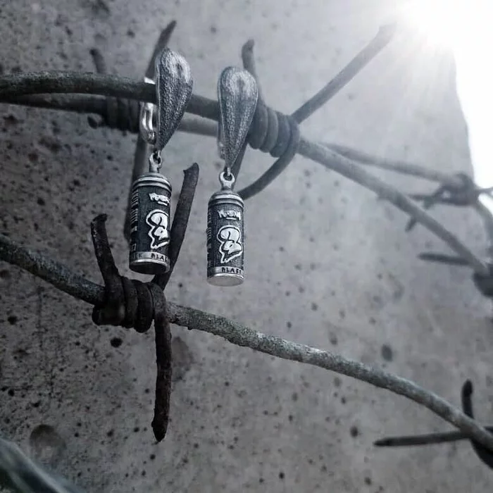 Montana Black silver cylinders - My, Jewelry, Earrings, Graffiti, Graffiti Wildstyle, Street photography, Longpost