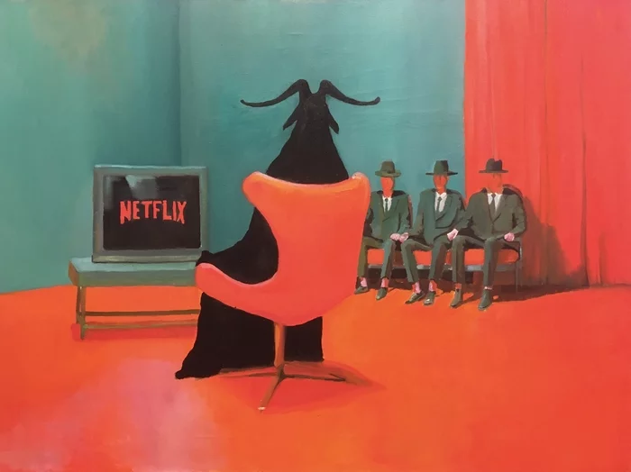 “Netflix”, oil, canvas, 60x80 - My, Art, Netflix, Artist, Oil painting, Painting