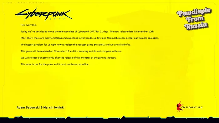 BREAKING NEWS ABOUT CYBERPUNK 2077 and BUGSNAX - My, Cyberpunk 2077, Cyberpunk, Transfer, Games, CD Projekt, Стрим, Hot, Pre-order