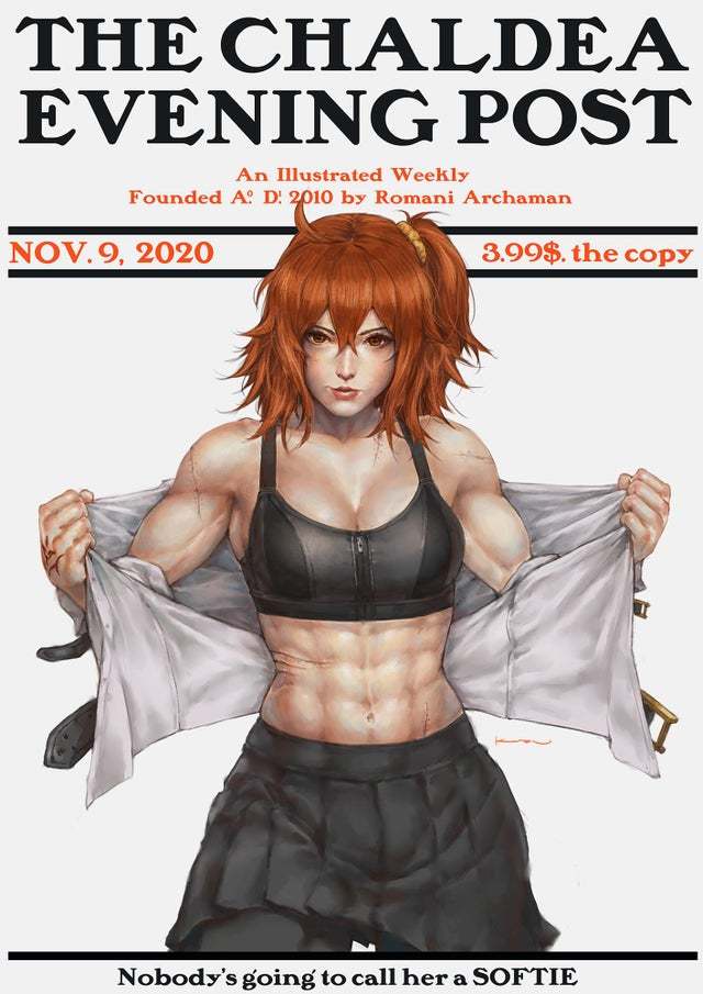 Gudako is ripped (Fate /GO) - NSFW, Крепкая девушка, Арт, Muscleart, Аниме, Anime Art, Gudako, Fate Grand Order, Fate, Длиннопост