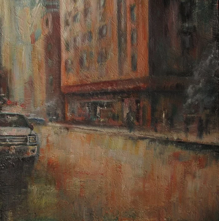 City streets - My, Painting, Oil painting, Painting, The street, Town, Building