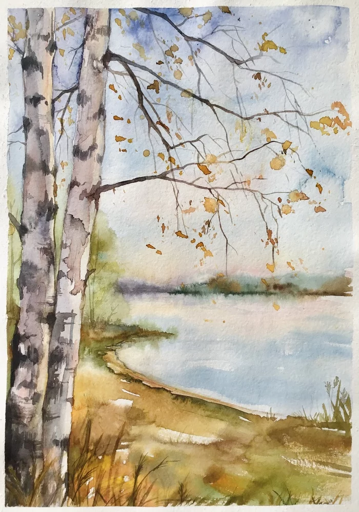 ... And less nervous watercolor. I remember the promise) - Landscape, Longpost, Watercolor, Drawing, My