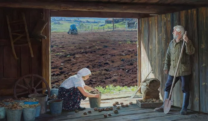 Pastorals of the Russian village from the artist Andrey Dareev - Pastoral, Painting, Longpost, Village, Village, Summer, Russia