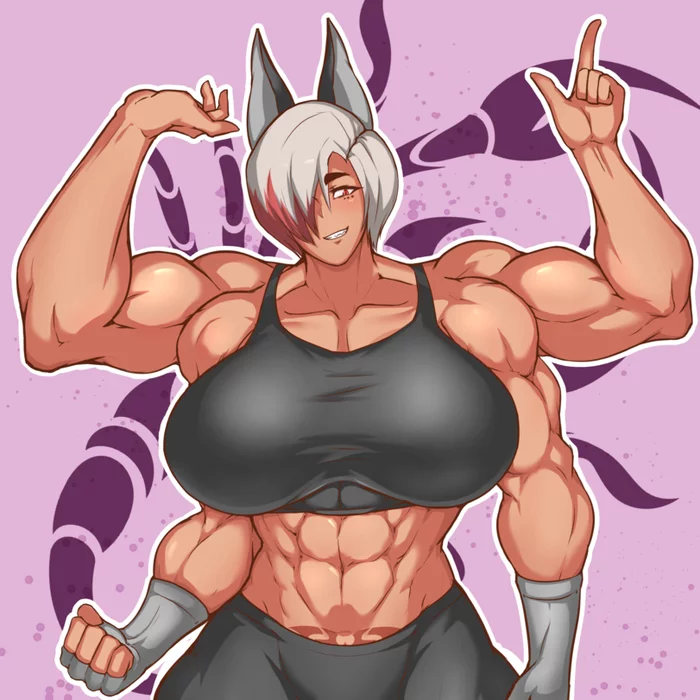 Twice as many muscles! - NSFW, Strong girl, Art, Pinkdiablo, Muscleart