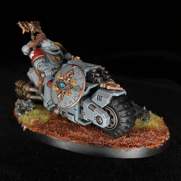 Волчара на мопеде! - Моё, Wh miniatures, Warhammer 40k, Space wolves, Adeptus Astartes, Хобби, Арт, Длиннопост
