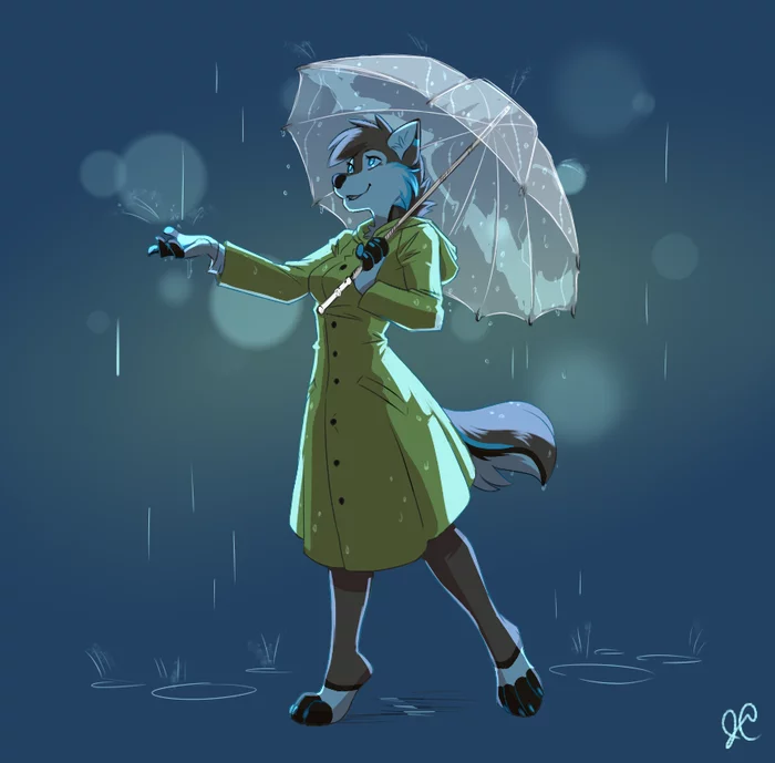 Great weather has arrived, hasn't it? - Furry, Thelupinprincess, Umbrella, Rain