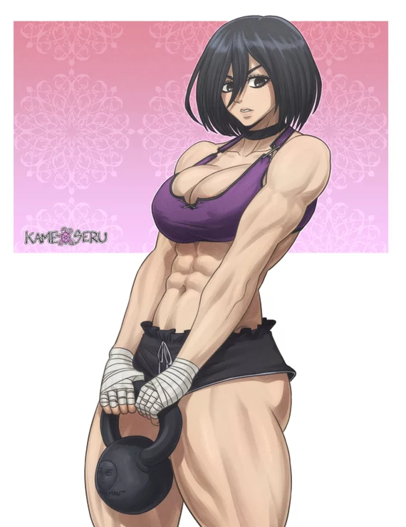 Микаса - NSFW, Крепкая девушка, Арт, Muscleart, Mikasa Ackerman, Attack on titan, Аниме, Anime Art