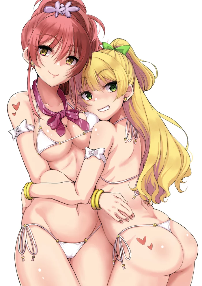 Mika & Rika - NSFW, Anime, Anime art, The idolmaster, Idolmaster Cinderella Girls, Jougasaki mika, Jougasaki Rika, Swimsuit, Breast, Booty