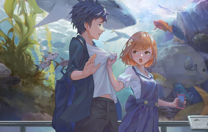 Date - Anime, To Aru Majutsu no Index, Kamijou Touma, Misaka mikoto, Oceanarium