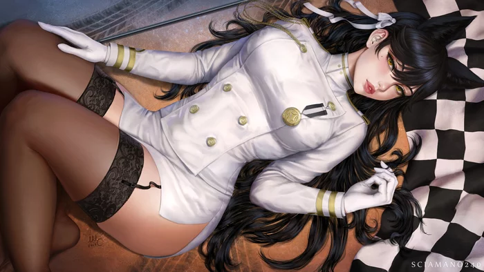 Atago (Azur Lane) - NSFW, Арт, Anime Art, Azur Lane, Atago, Девушки, Эротика, Рисованная эротика, Game Art, Нижнее белье, Чулки, Сиськи, Топлес, Голые, Волосы на лобке, Sciamano240, Длиннопост