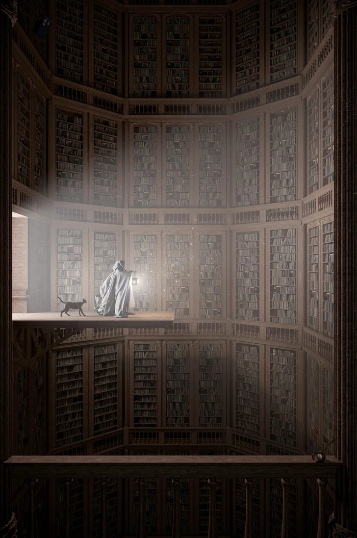 Endless story - My, Terry Pratchett, Library, Reaper, Visualization, 3D, 3DS max, Render, Mystic