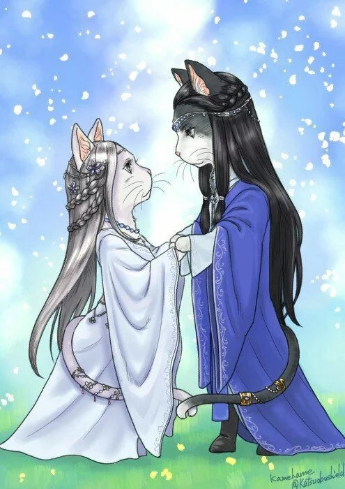 Oh Eru! These cat versions of Finwe and Miriel are absolutely beautiful! - Middle earth, The silmarillion, cat