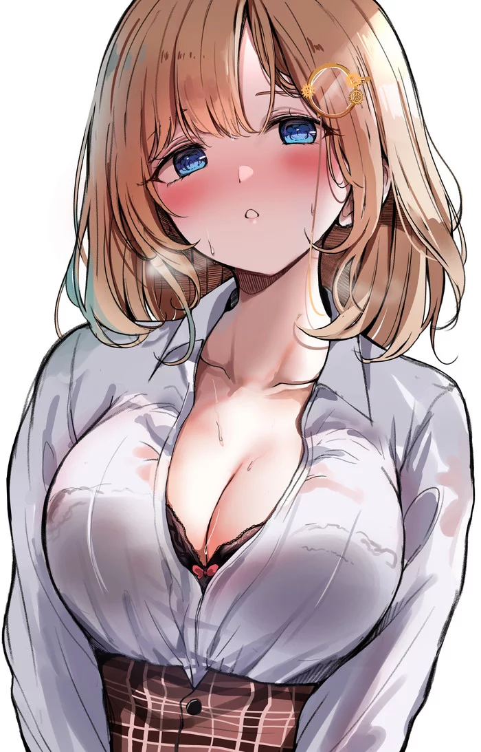 Amelia - NSFW, Anime art, Girls, Hololive, Virtual youtuber, Breast, Watson amelia, Sak, Art