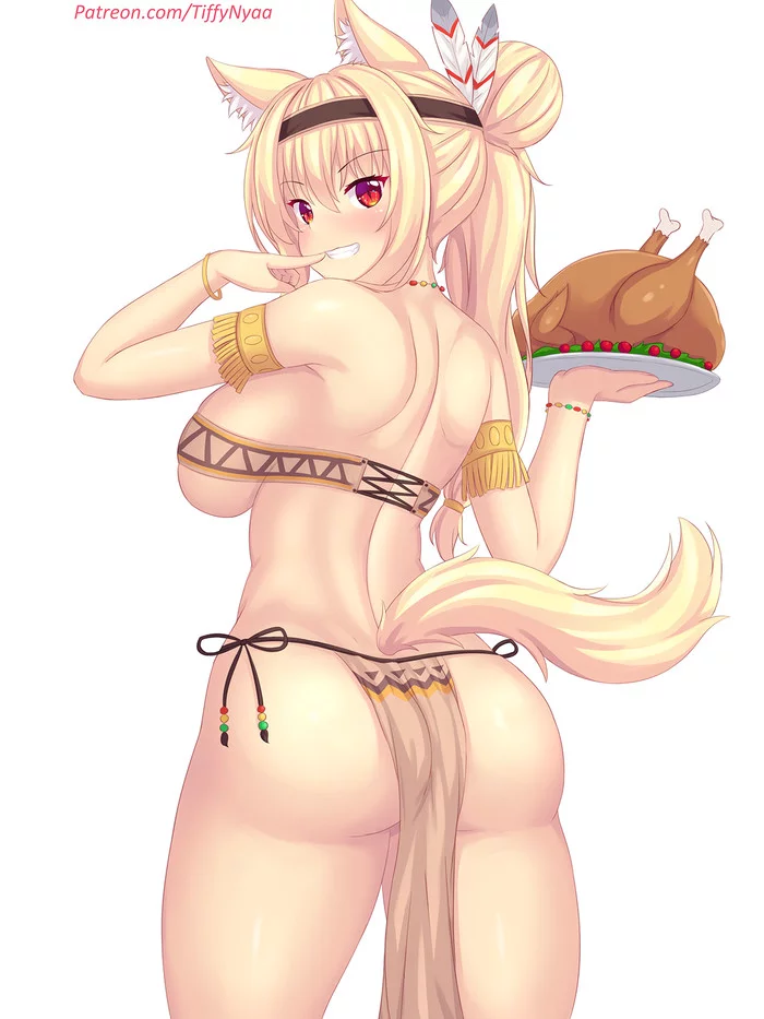 Indian woman - NSFW, Anime art, Original character, Animal ears, Pantsu, Tiffy, Anime, Fastrunner2024, Tail, Breast, Beautiful girl, Booty